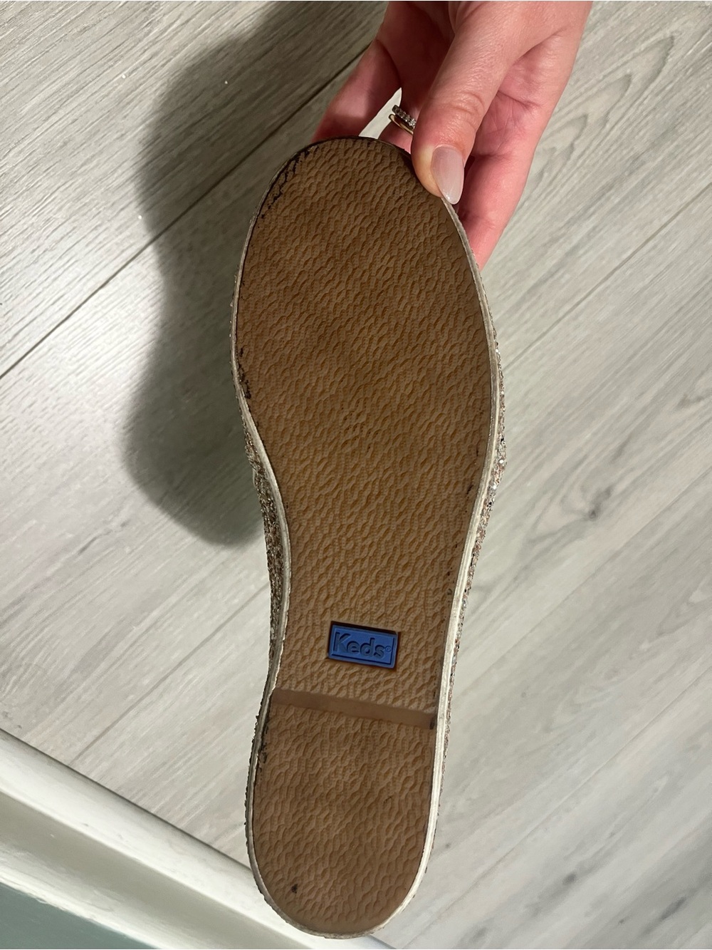 Kate Spade x Keds Double Decker Rose Gold Glitter Slip On Sneakers (Size 7) - Picture 5 of 5